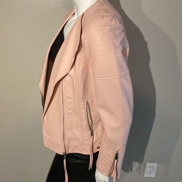 Womens Simply Styled Large Light Pink Blush Faux Leather Jacket - Size Large - Picture 7 of 13